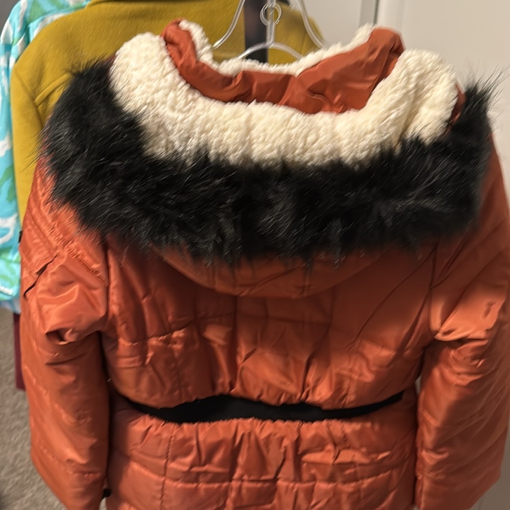 NWT Hudson Puffer Coat Faux Fur Trim in Baked Clay fleece lined. Fits women XS - Picture 12 of 16